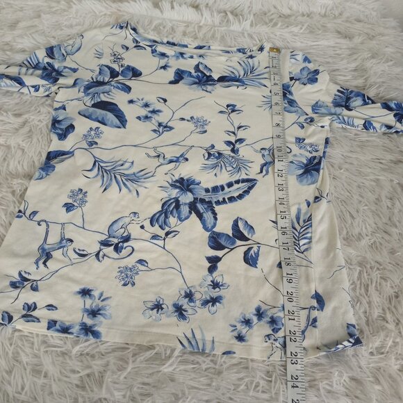 Talbot's Monkey Floral Top Blouse S Small Floral Career - Picture 4 of 5